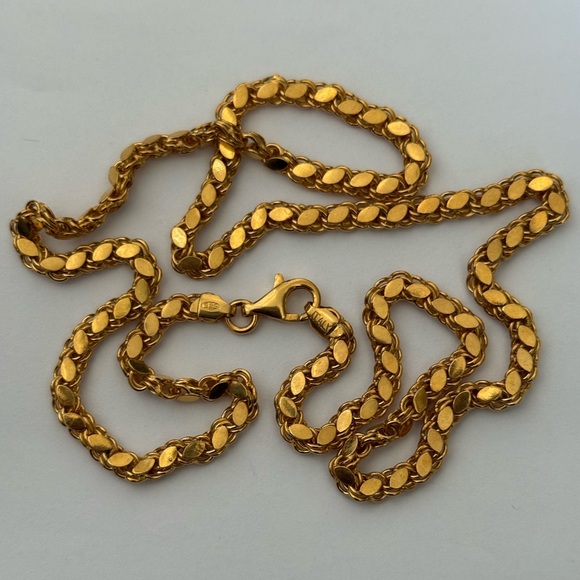 Other - Unisex 925 silver 4mm 23.5” handmade chain necklace 18k yellow gold plated